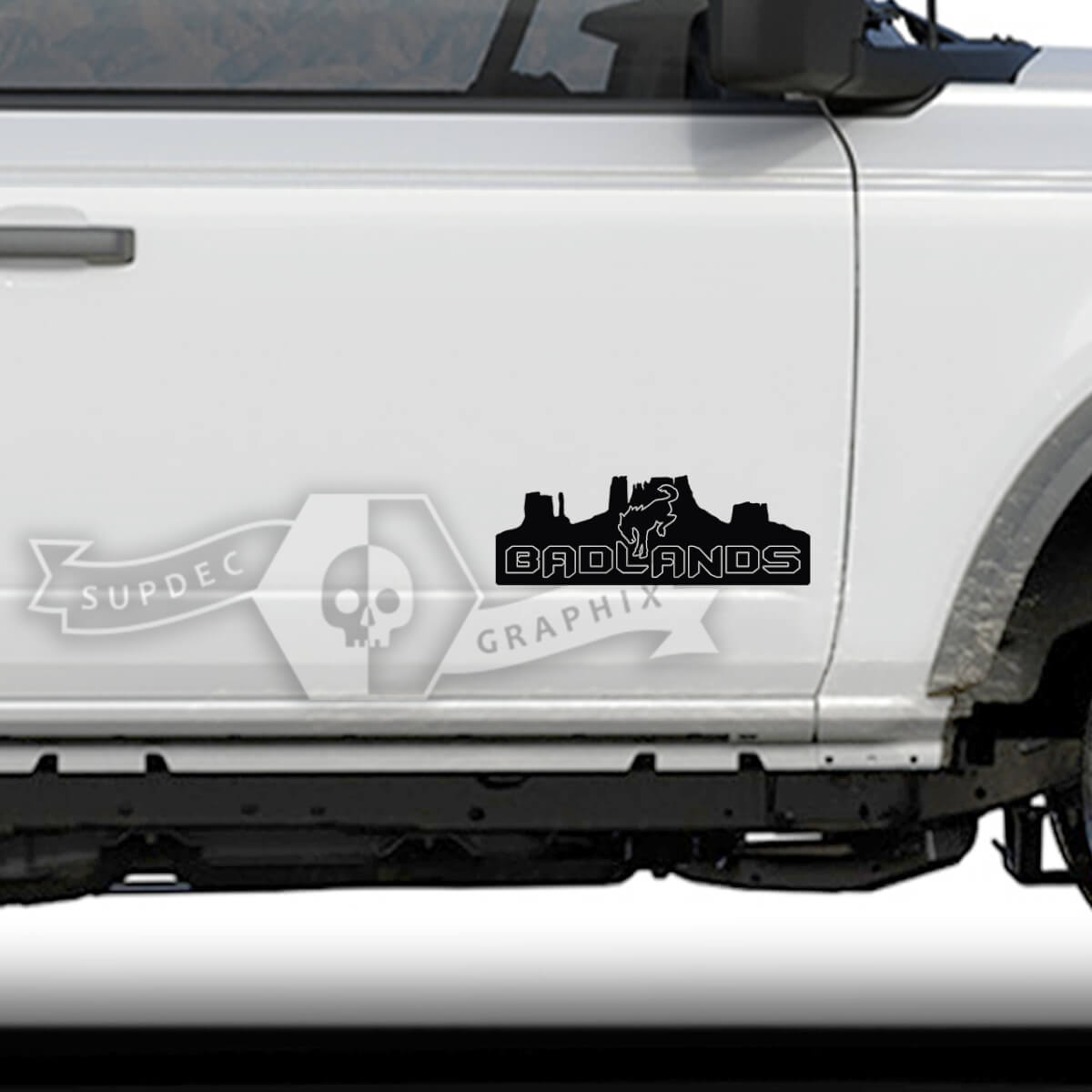 Paar Ford Bronco Doors Monument Valley Badlands Side Bronco Logo Vinyl Aufkleber Aufkleber Grafiken
