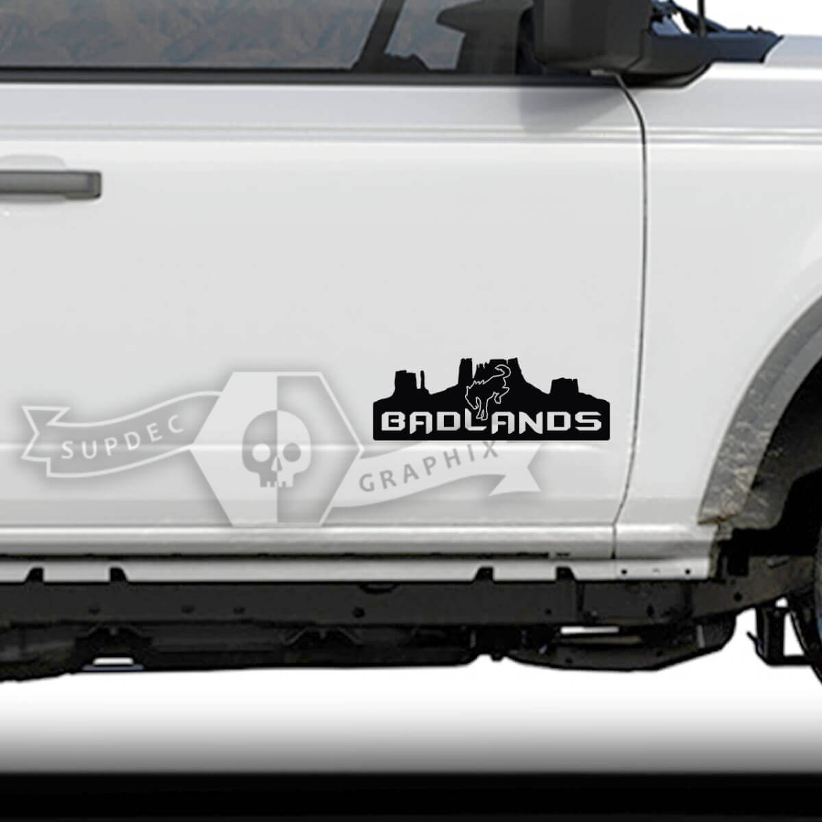 Badlands Valley Silhouette Seiten-Tür Vinyl-Aufkleber für Musclecar Pferd