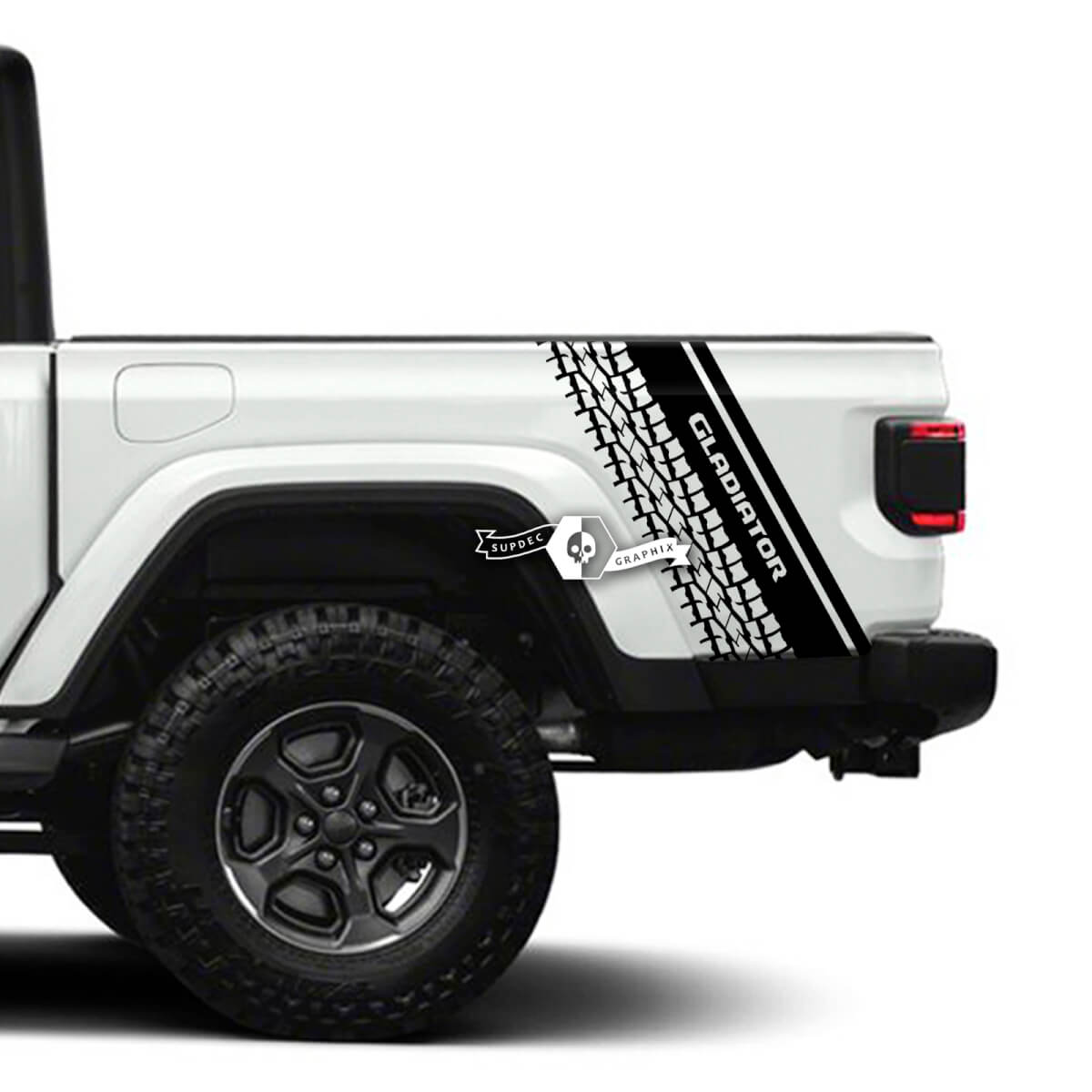 Paar Jeep Gladiator Rubicon Bed Side Fender Reifenspuren 4x4 Off-Road Racing Stripe Kit Outline
