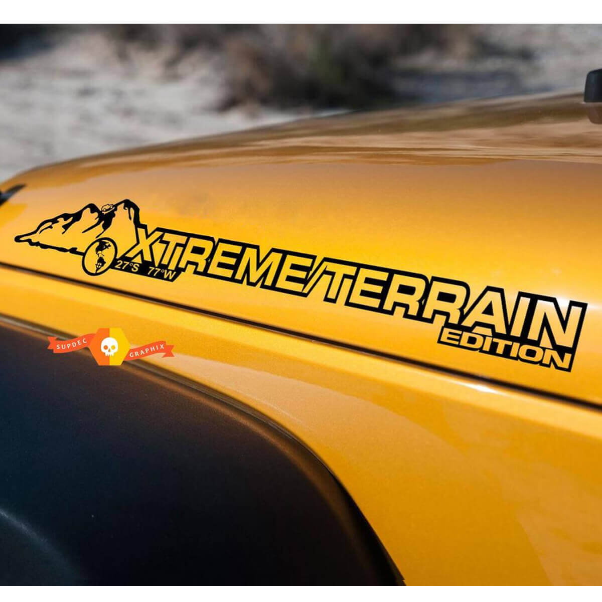 Xtream Terrain Motorhauben-Seitenvinylaufkleber Paar für Jeep Wrangler Rubicon Sahara