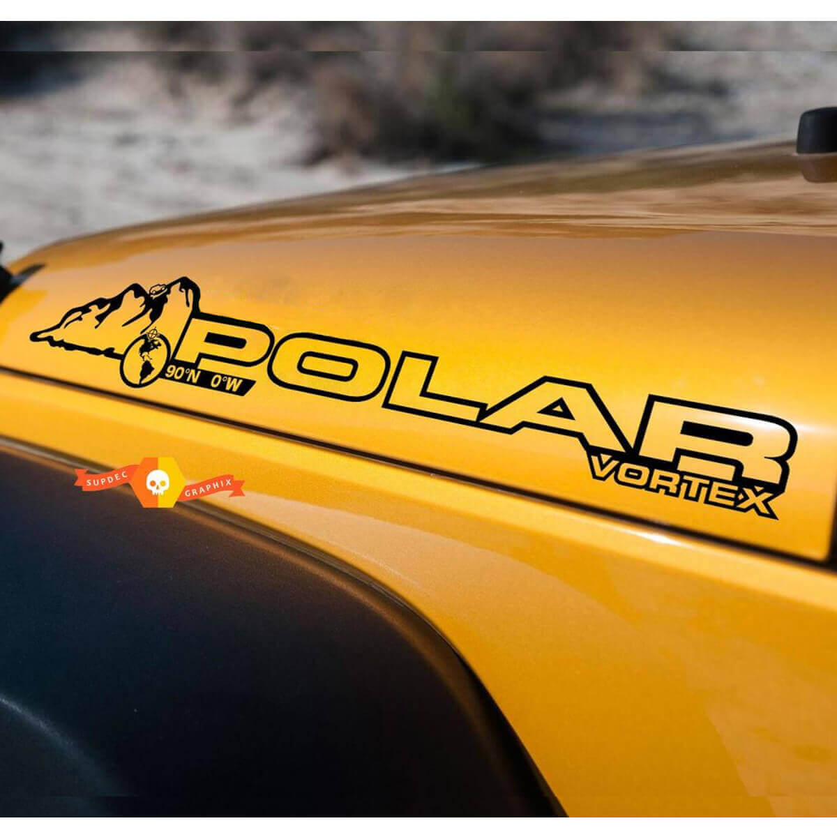 Polar Vortex Hauben-Seiten-Vinylaufkleber Paar für Jeep Wrangler Rubicon Sahara