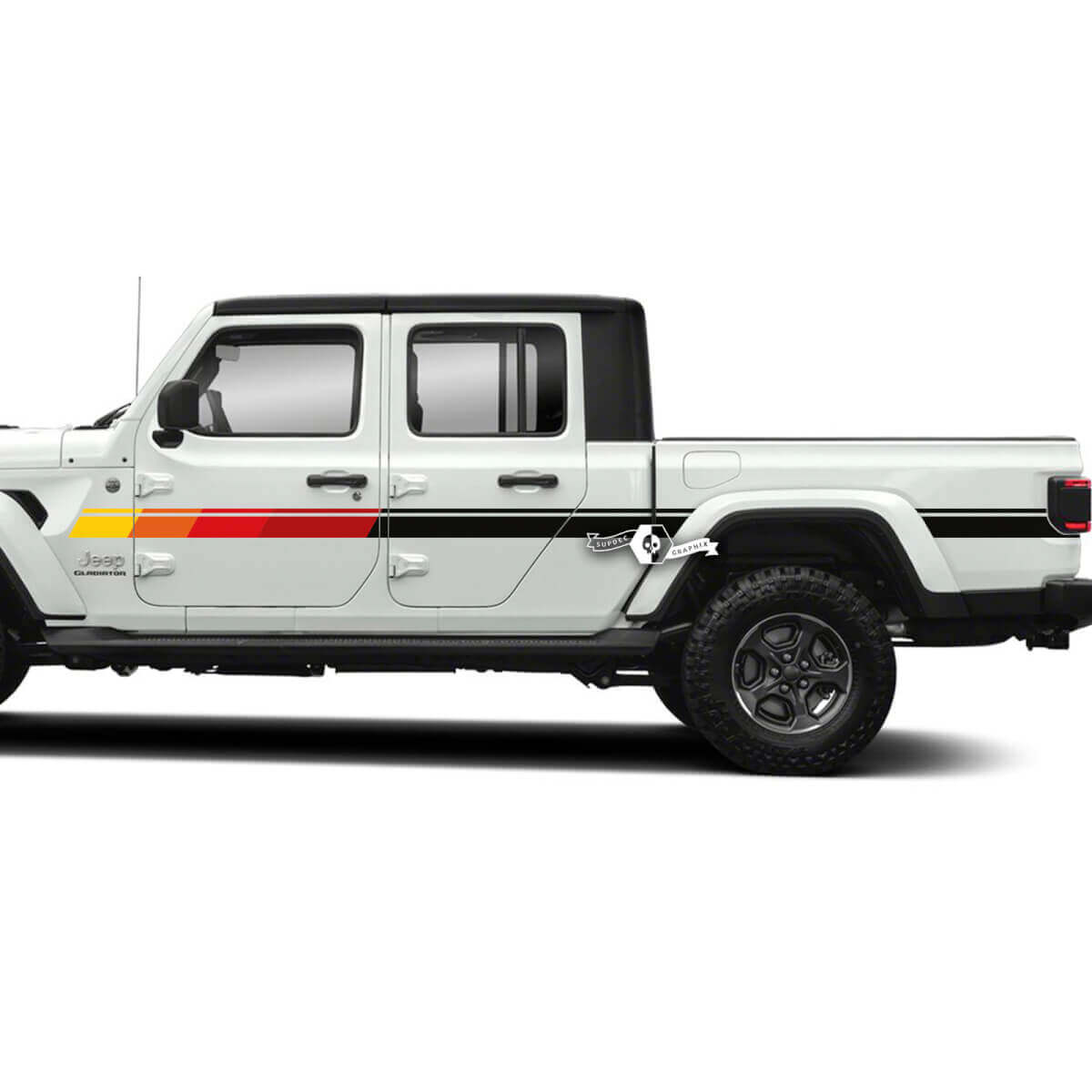 Grafik-Kits – Jeep Gladiator Rubicon Retro Vintage 4x4 Türen Off-Road Rennstreifen-Kit Sport Off Road
