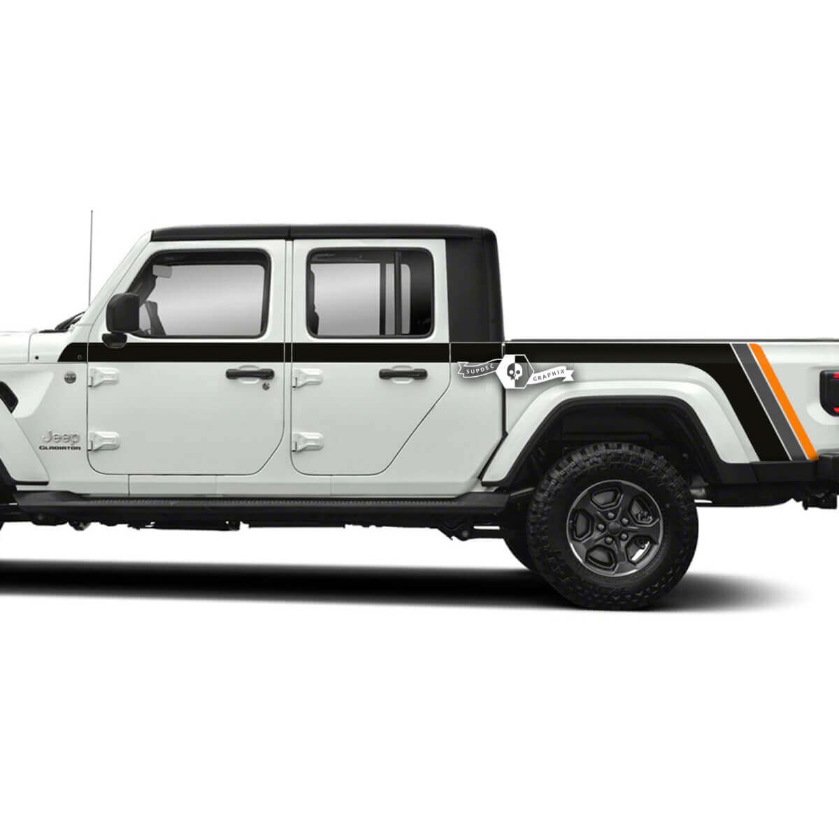 Paar Jeep Gladiator Seitentüren, Bett, Kotflügel, Streifen, Stil, Vinyl-Aufkleber, Grafik-Set, 3 Farben

