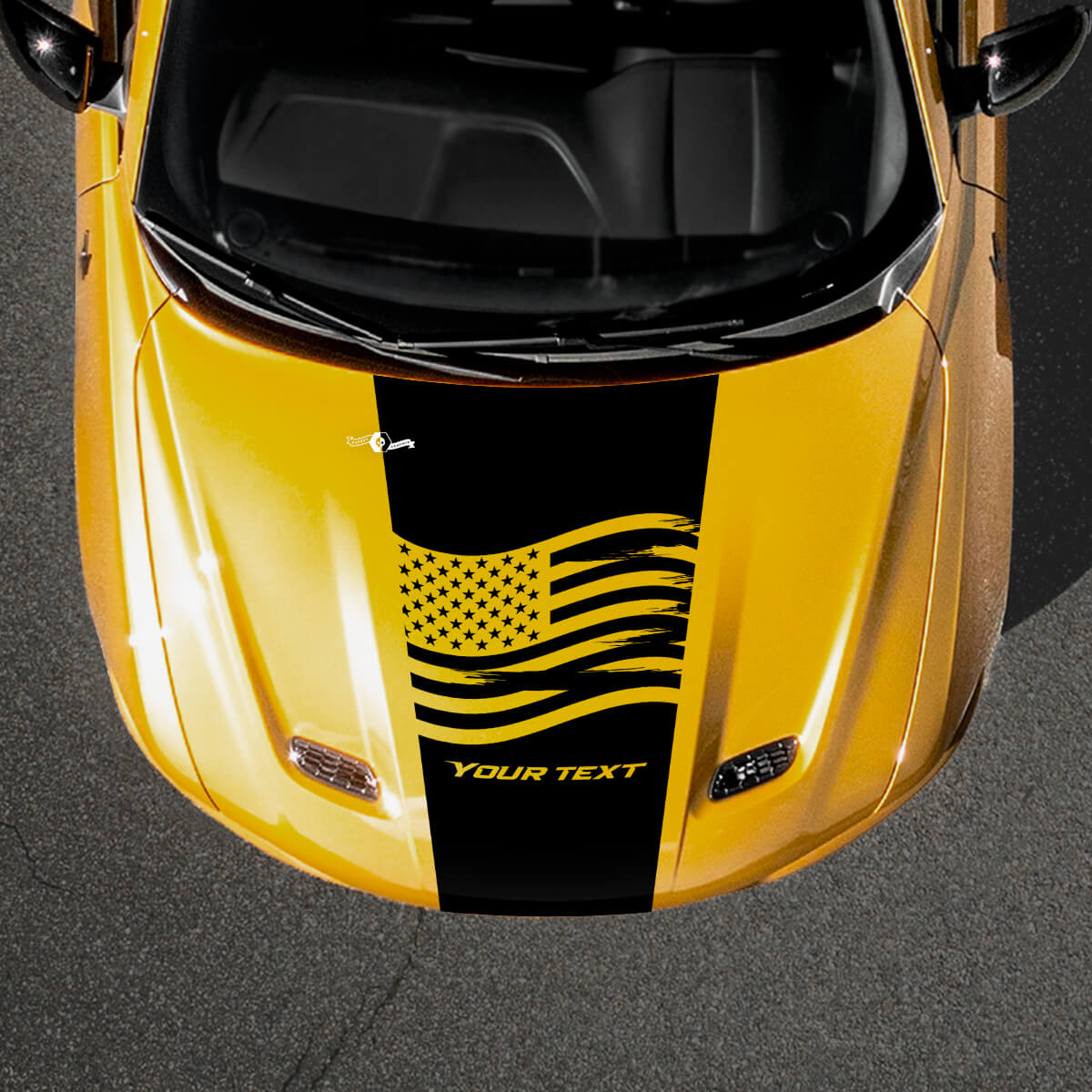 USA-Flagge & individueller Text Motorhauben-Vinylaufkleber für Dodge Hornet