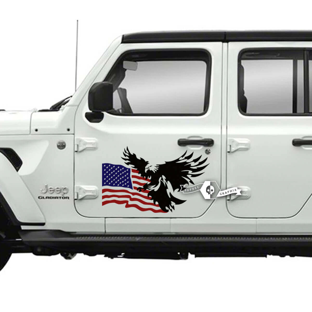 Paar Jeep Gladiator-Seitentür-USA-Flagge, Weißkopfseeadler-Aufkleber, Vinyl-Grafikstreifen
