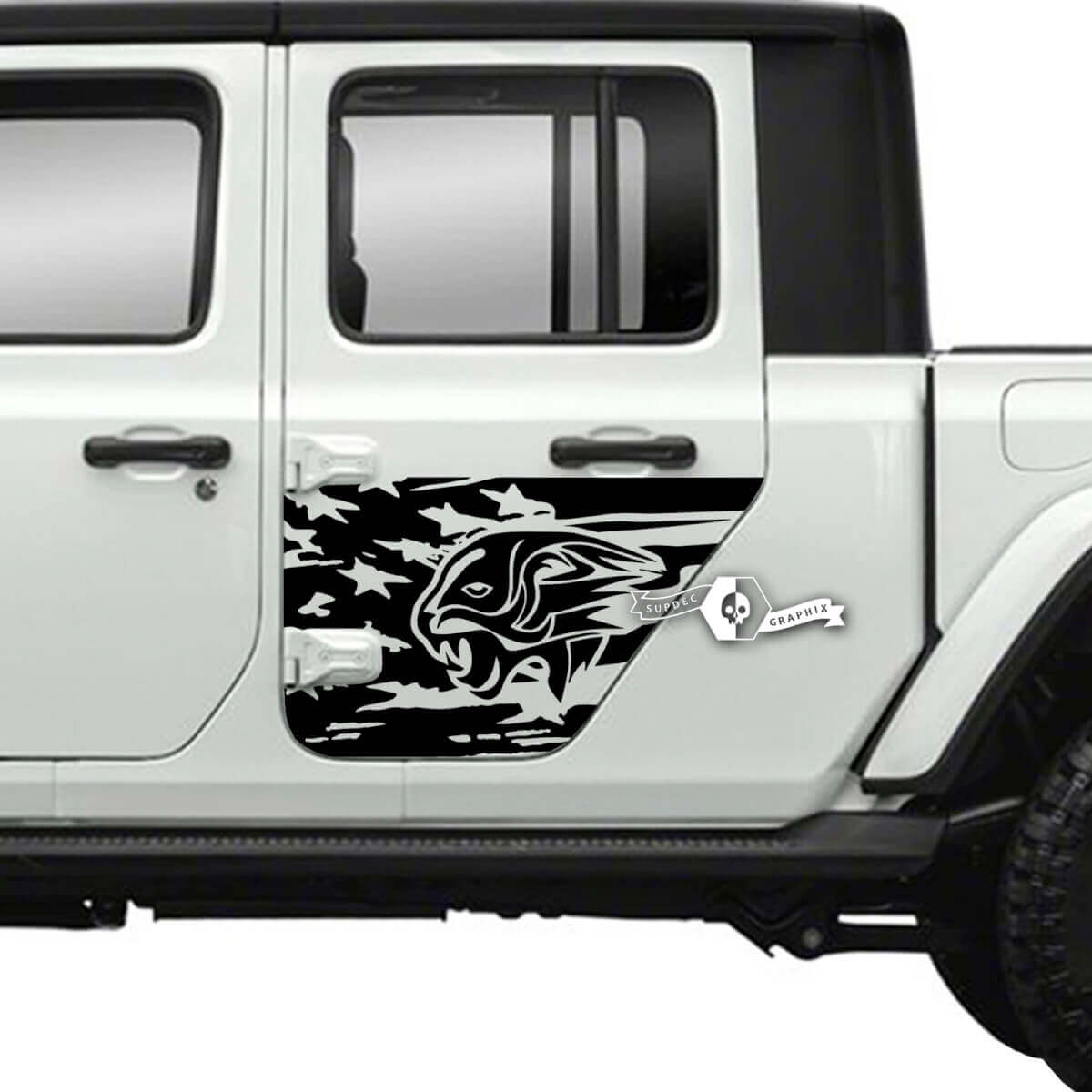 Paar Jeep Gladiator-Seitentür-USA-Flaggen-Tiger-Aufkleber, Vinyl-Grafikstreifen
