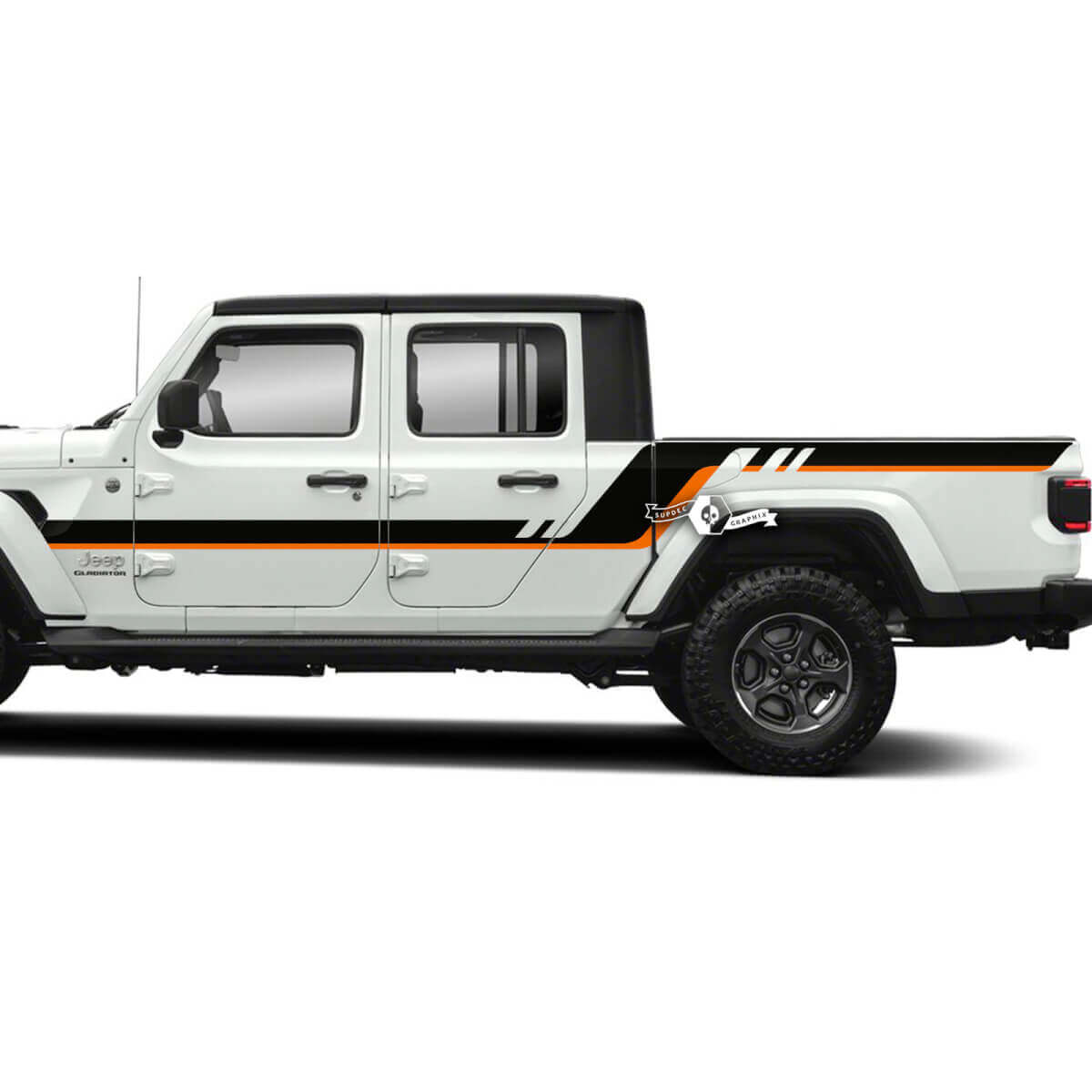 Paar Jeep Gladiator Seitentüren, Bett, Kotflügel, Streifen-Stil, Vinyl-Aufkleber, Grafik-Set, 2 Farben
