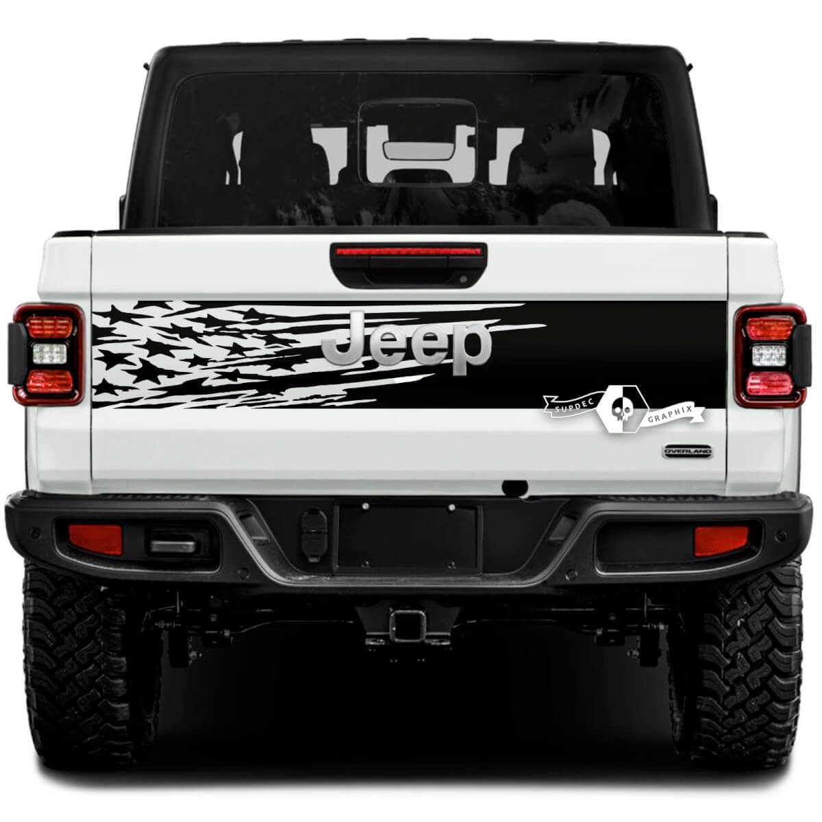 Jeep Gladiator USA-Flagge-Aufkleber, Vinyl-Grafiken, Vinyl-Aufkleber für Heckklappe, Bett
