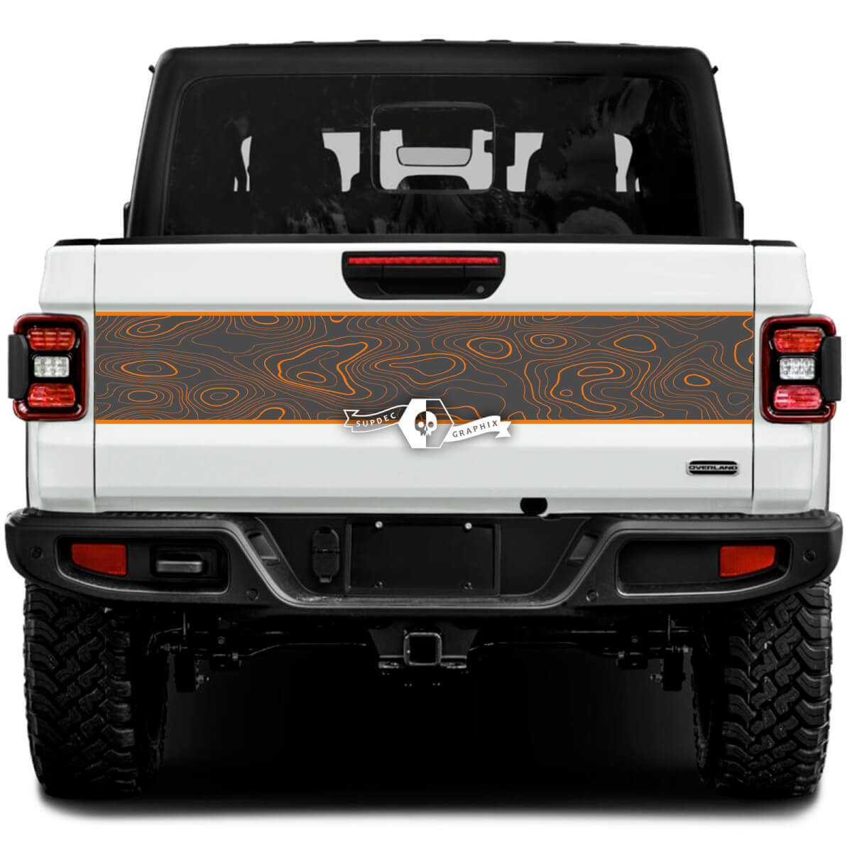 Jeep Gladiator Wrap-Aufkleber, Vinyl-Grafiken, topografische Karte, Heckklappen-Bettverkleidung, Vinyl-Aufkleber, 2 Farben
