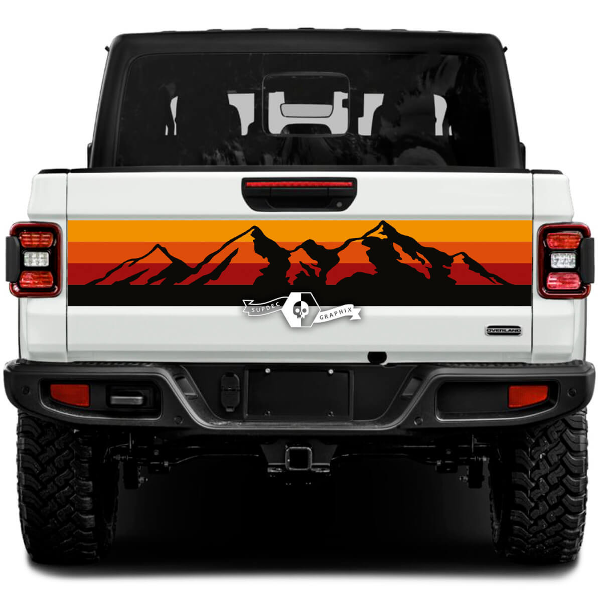 Jeep Gladiator Wrap Mountains Vintage klassische Farben Aufkleber Aufkleber Vinyl Grafiken Heckklappe Bett Vinyl Aufkleber Aufkleber Sonnenuntergang 4 Farben
