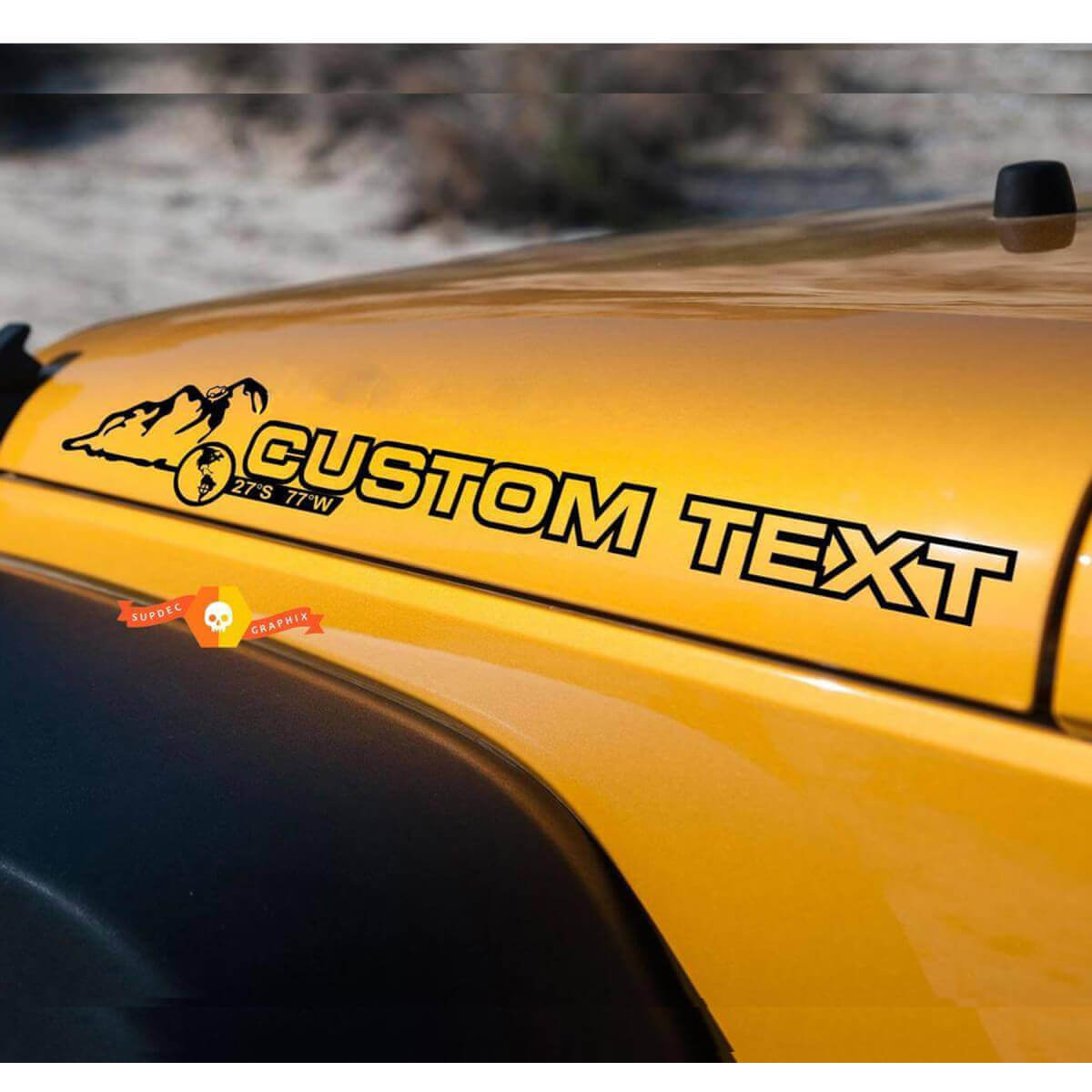 Individuelles Schriftzug Motorhaube Seiten Vinyl-Aufkleber Paar für Jeep Wrangler Rubicon Sahara