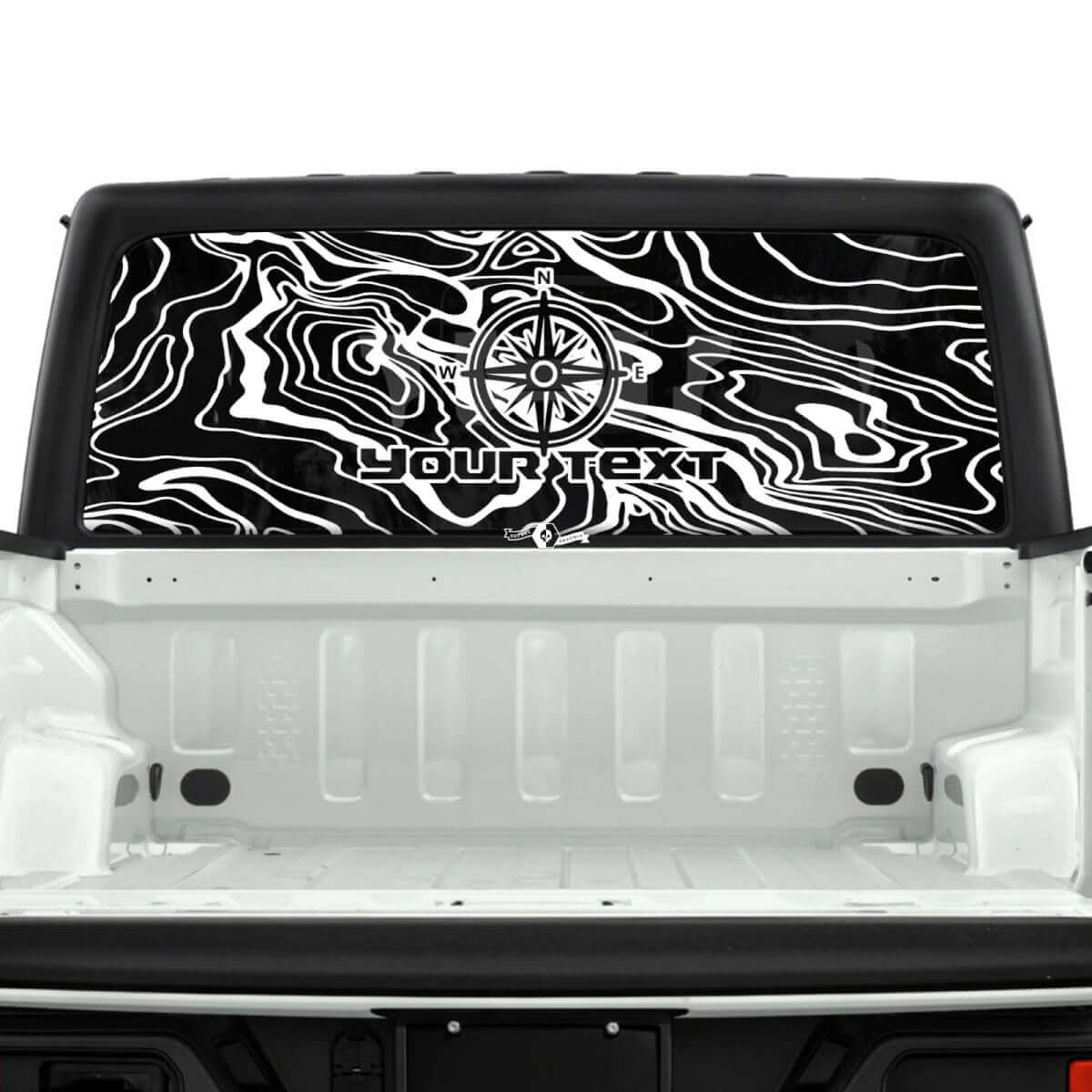 Jeep Gladiator Heckscheibe Kompass Topografische Karte Topo Wald Aufkleber Aufkleber Vinyl Grafik Streifen
