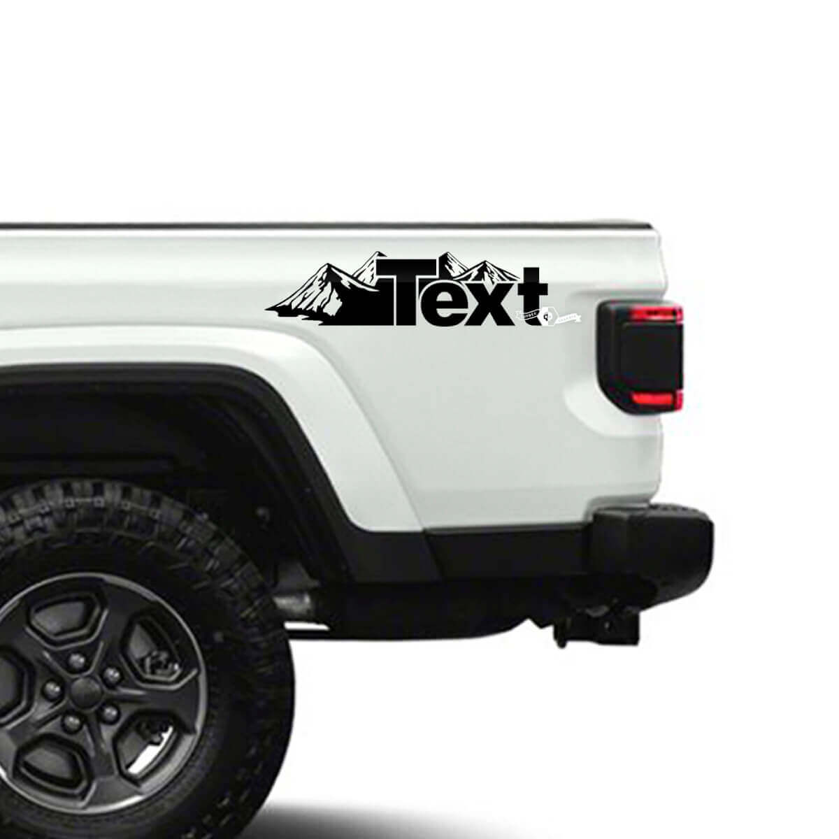 Benutzerdefinierte Text-Mountain-Style-Seitenvinylaufkleber für Jeep Gladiator