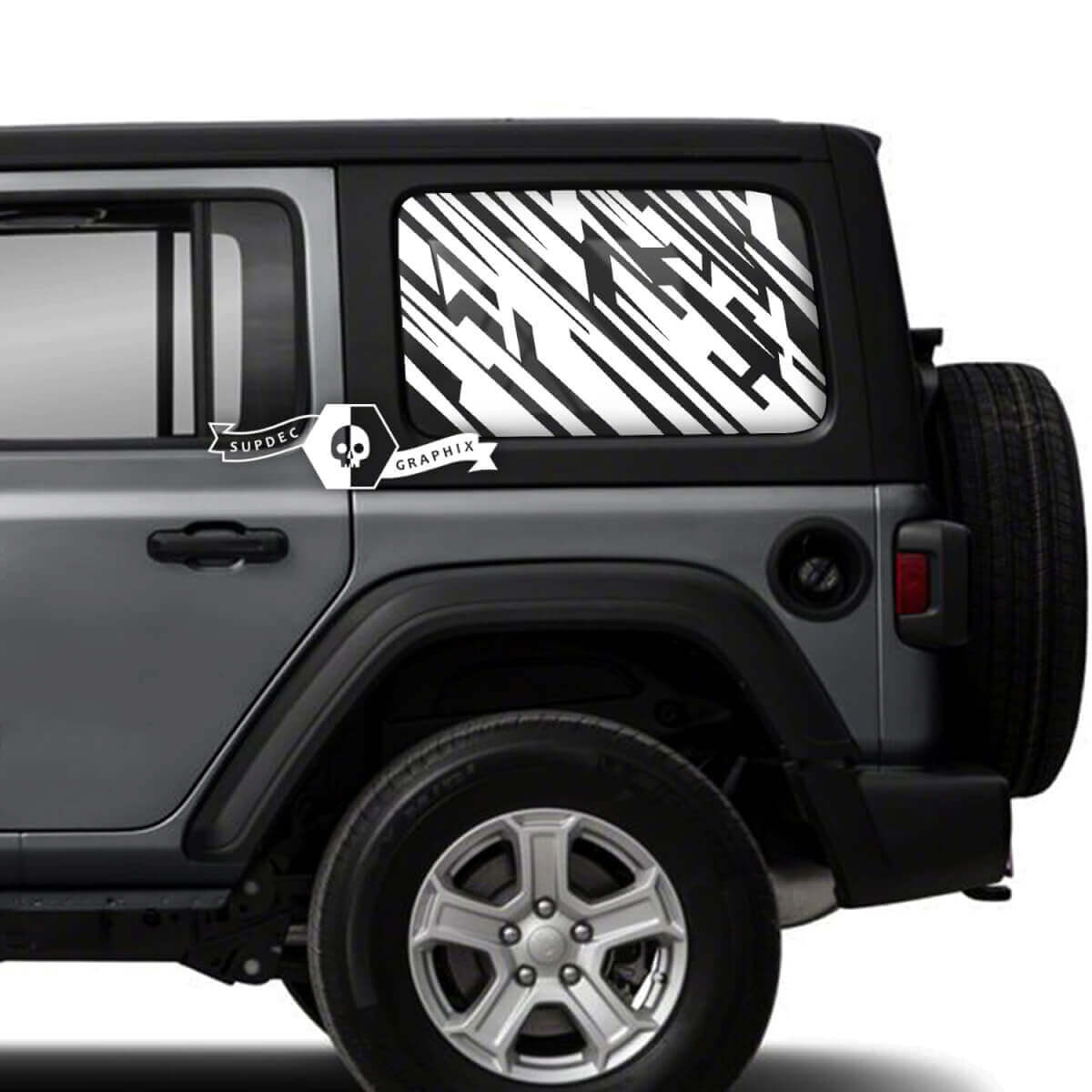 Paar Jeep Wrangler Unlimited Seitentürfenster-Schlamm-Vinyl-Grafikstreifen
