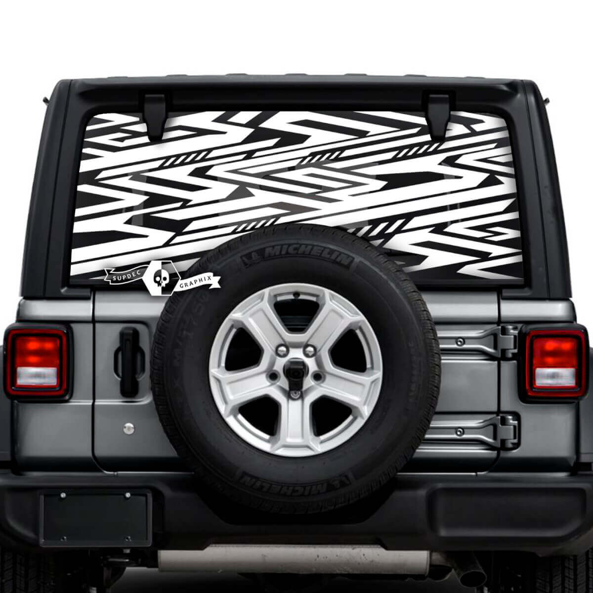 Jeep Wrangler Unlimited Heckfenster-Geometrie-Linien-Logo-Aufkleber, Vinyl-Grafiken
