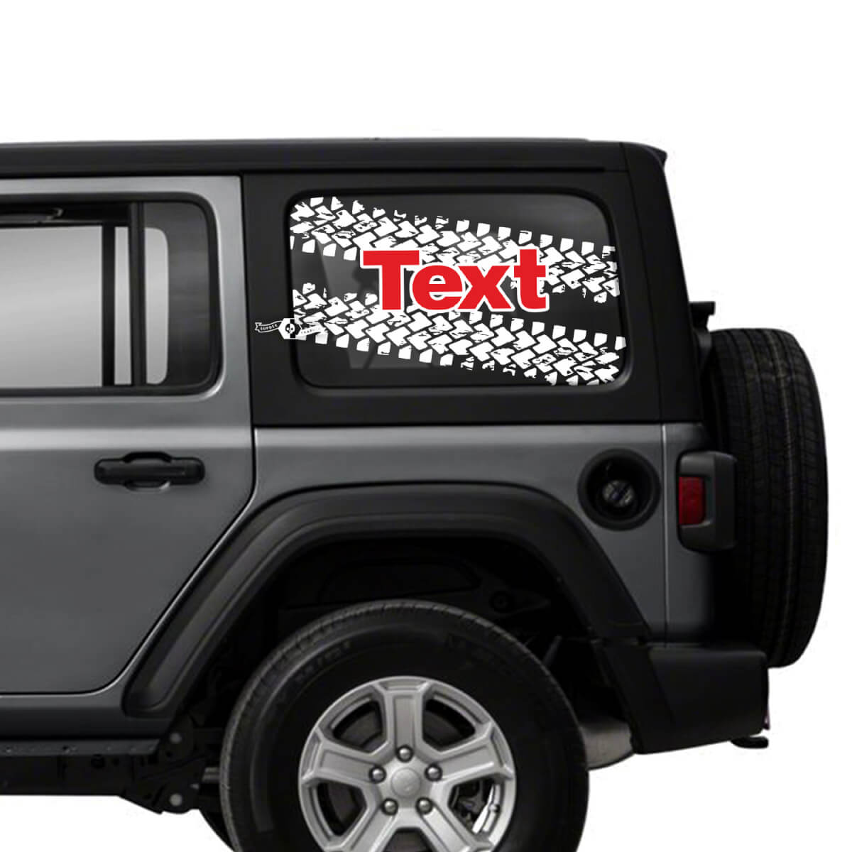 Paar Jeep Wrangler Unlimited Seitentür-Fenster-Reifenspur-Aufkleber, Jeep-Logo, Vinyl-Grafiken, 2 Farben
