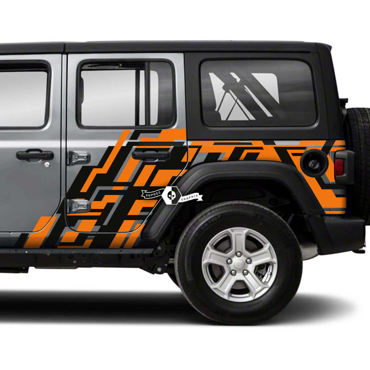 Paar Jeep Wrangler Unlimited Seitentüren, Spritzgeometrie-Aufkleber, Vinyl-Grafikstreifen
