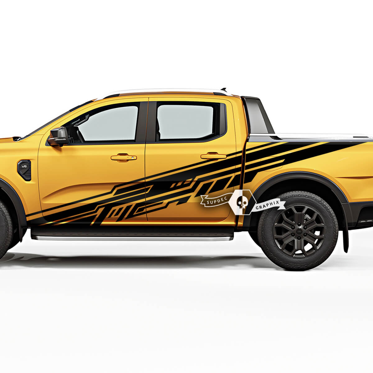 Paar Ford Ranger Raptor Line Moderne Geometrie-Logo-Türen, Bettseite, Vinyl-Aufkleber
