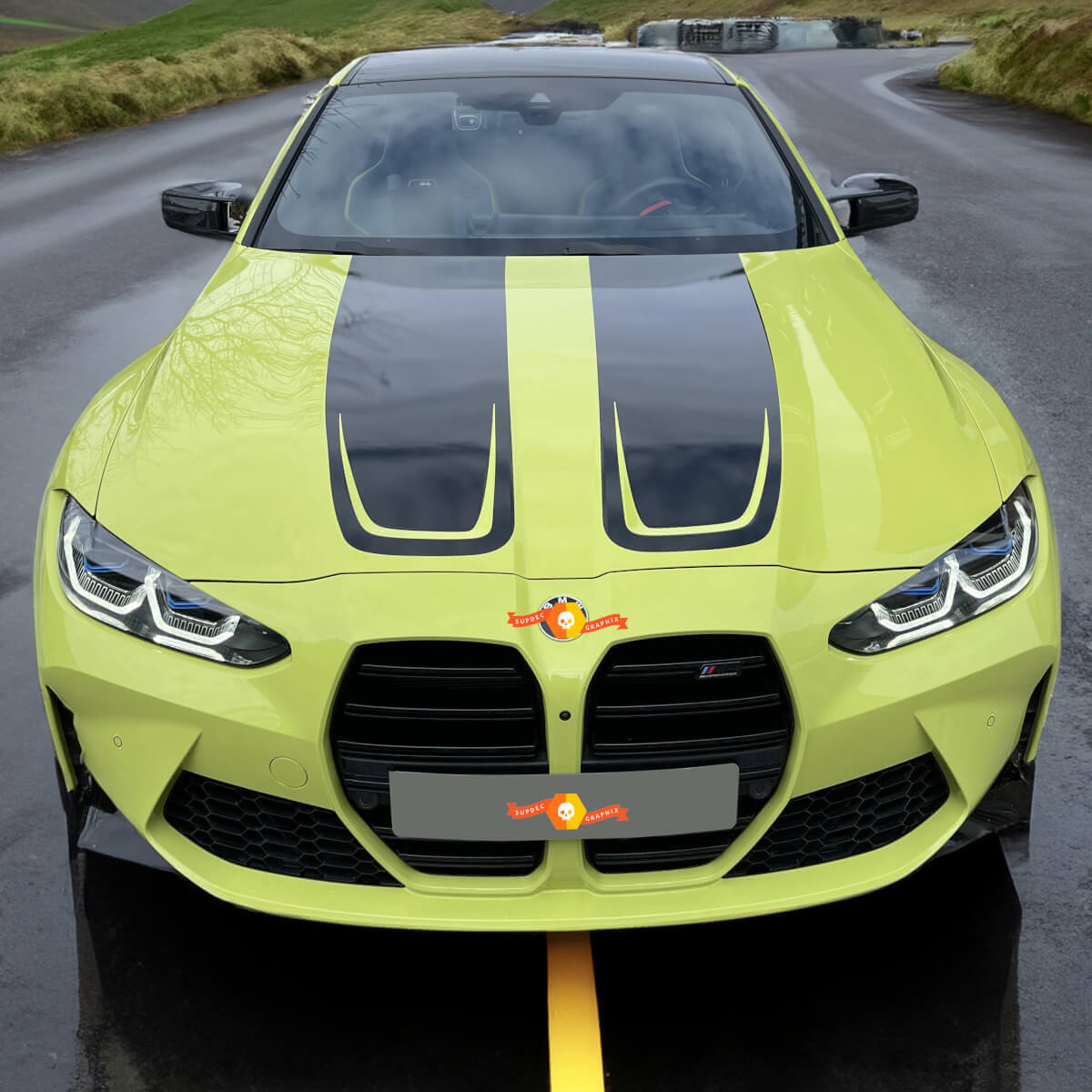 Motorhaube CSL Style Vinyl-Aufkleber Streifen für 2021+ BMW M4 M3 G80 G82 G83
