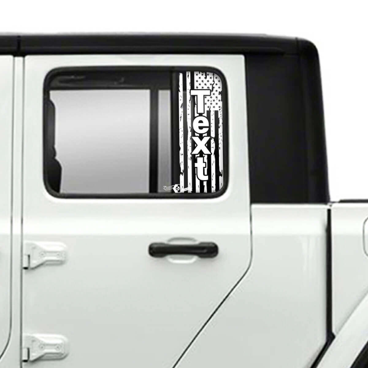 Paar Jeep Gladiator-Türen, Fenster, USA-Flagge, zerstörte Aufkleber, Vinyl-Grafiken
