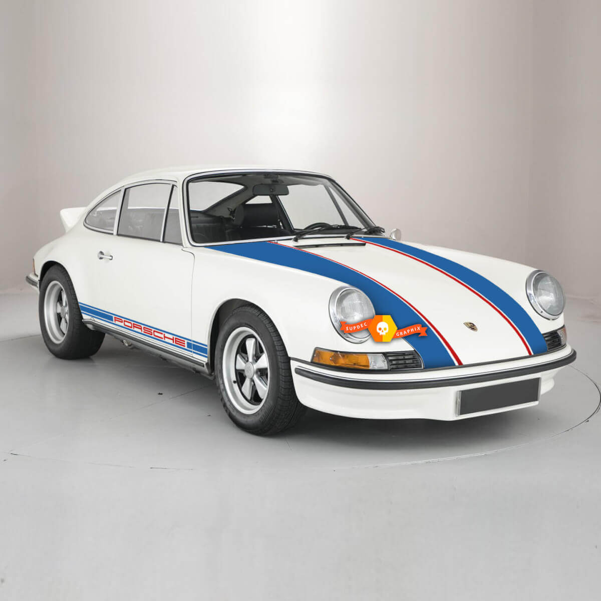 Vinyl-Aufkleber-Set im klassischen Stil für Motorhauben- und Seitestreifen für Porsche 911