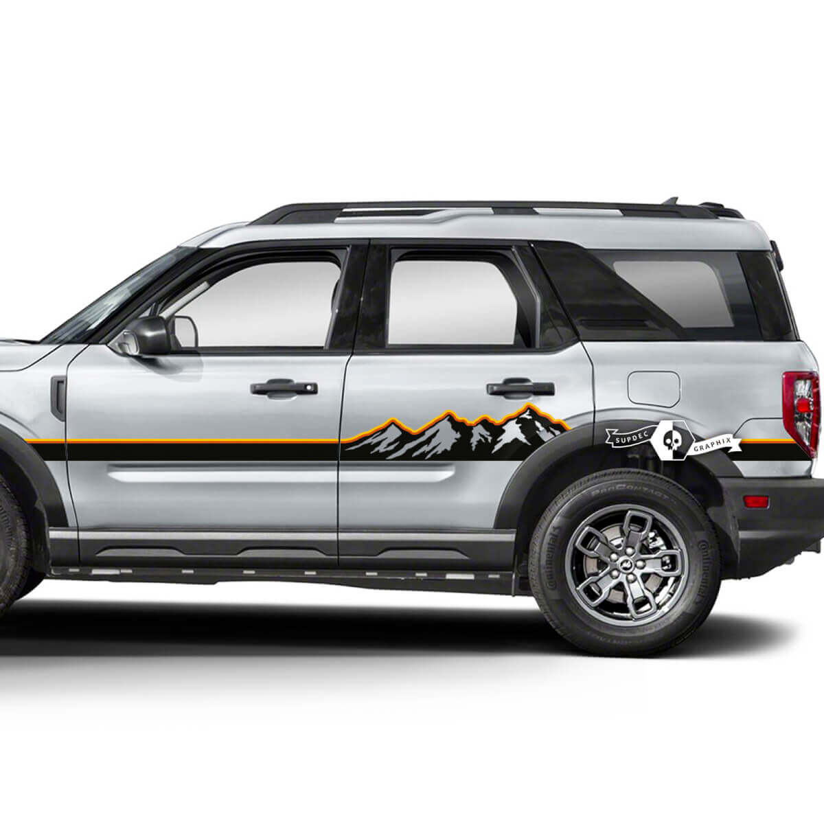 2x Ford Bronco Mountains Forest Doors Side Logo Line Aufkleber Aufkleber 2 Farben
