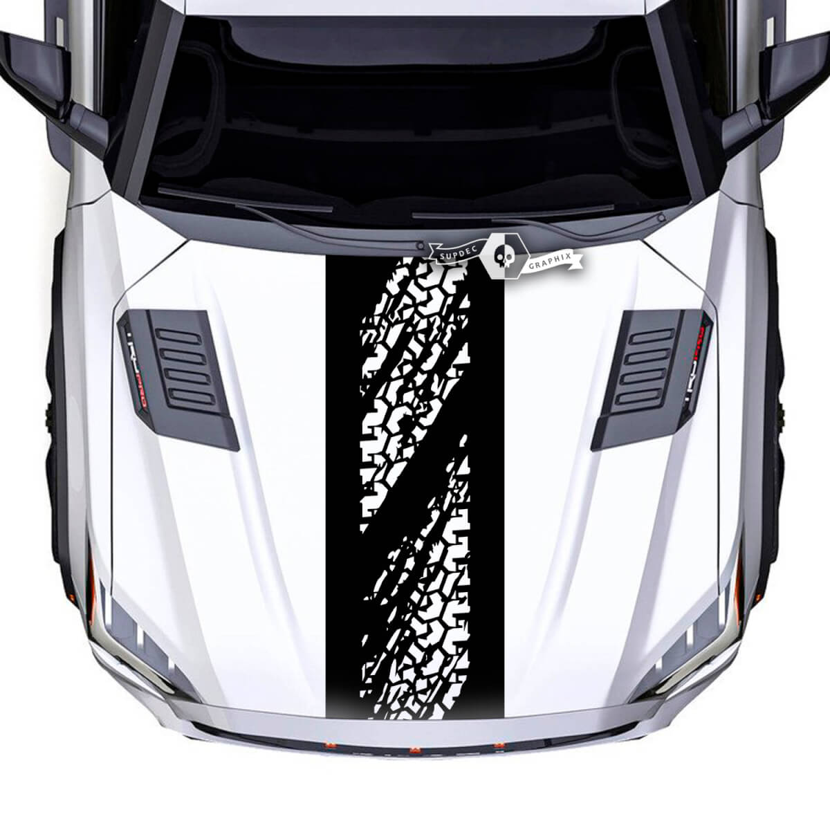 Toyota Sequoia Hood Tire Track Off Road Mud Wrap Destroyed Vinyl Aufkleber Aufkleber passend für Toyota Sequoia

