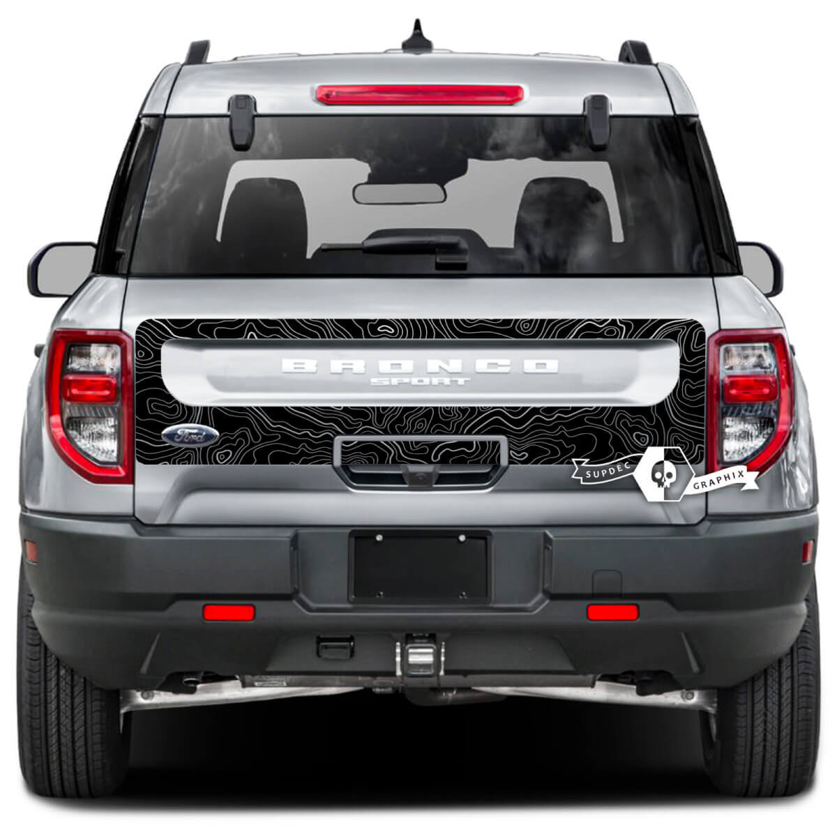 Ford Bronco Tailgate Bed Topographic Map Splash Wrap Aufkleber Aufkleber
