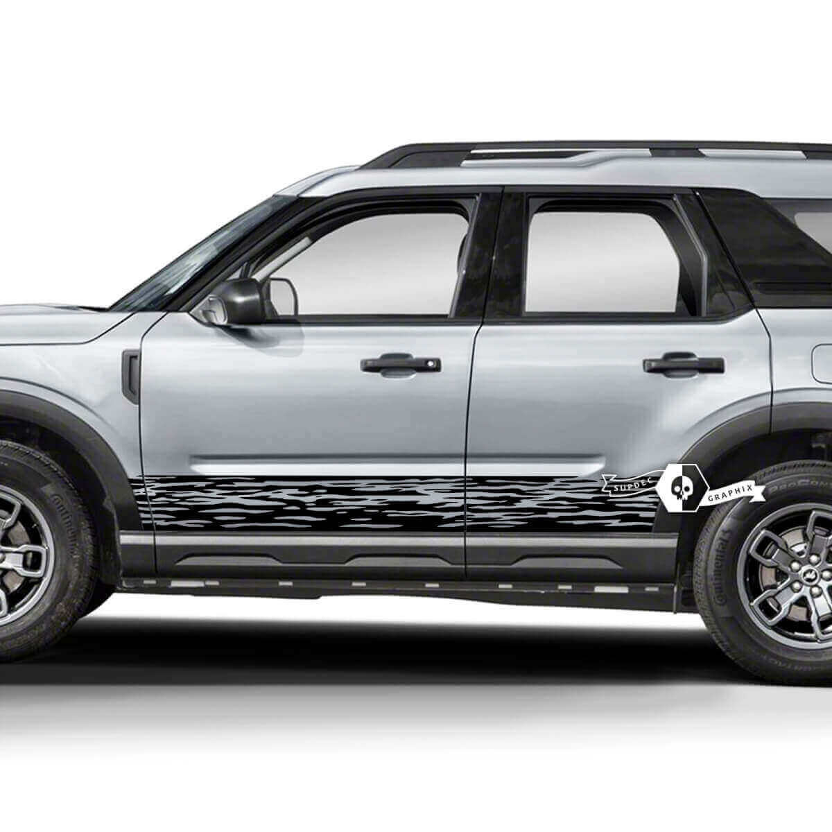 Beschädigte Dazzle Lack Spritz Rocker Panel Seitenaufkleber für Ford Bronco