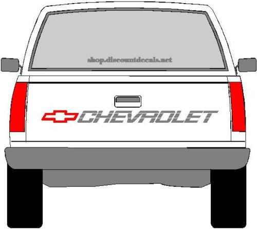 Chevrolet Truck Heckklappe Aufkleber - roter Bowtie mit silbernen Schriftzug Chevy 1500