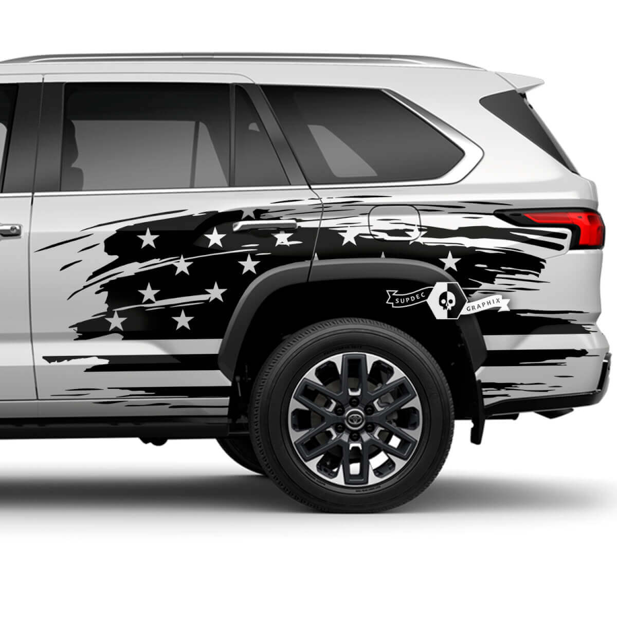 Paar Toyota Sequoia Heckfender Türfolie UAS Flag Splash Dazzle Paint Vinyl Aufkleber Aufkleber passend für Toyota Sequoia
