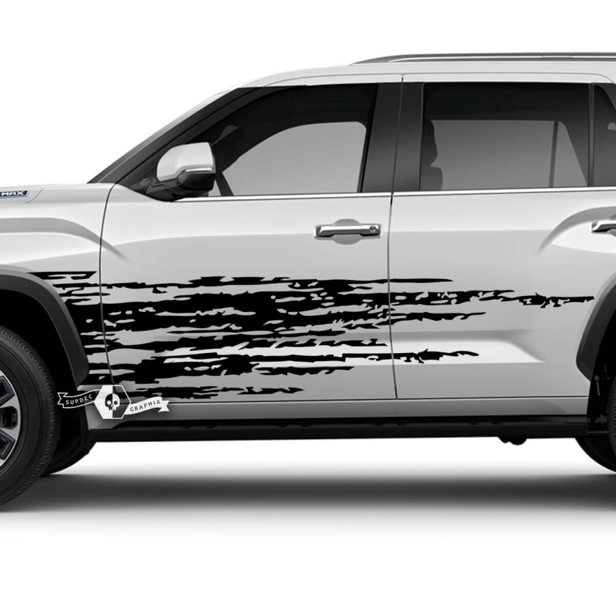 Paar Toyota Sequoia vorne und hinten Fender Wrap Splash Dazzle Paint Destroyed Vinyl Aufkleber Aufkleber passend für Toyota Sequoia
