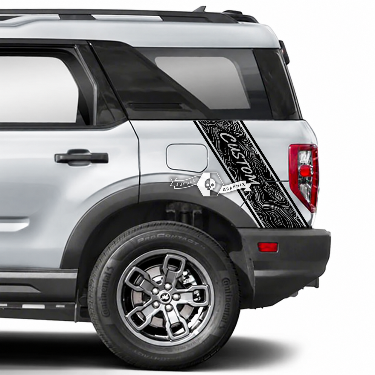 CUSTOM Topographic Diagonal Quarter Stripe Pair Hinterer Kotflügel Vinylaufkleber für Ford Bronco Sport