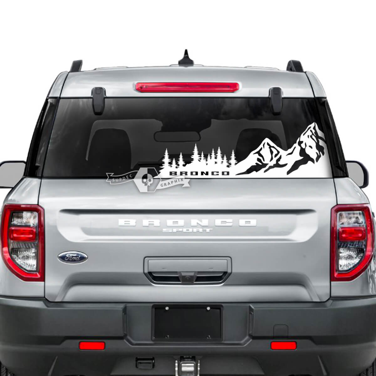 Ford Bronco Heckfenster Forest Mountain Stripes Grafikaufkleber Aufkleber

