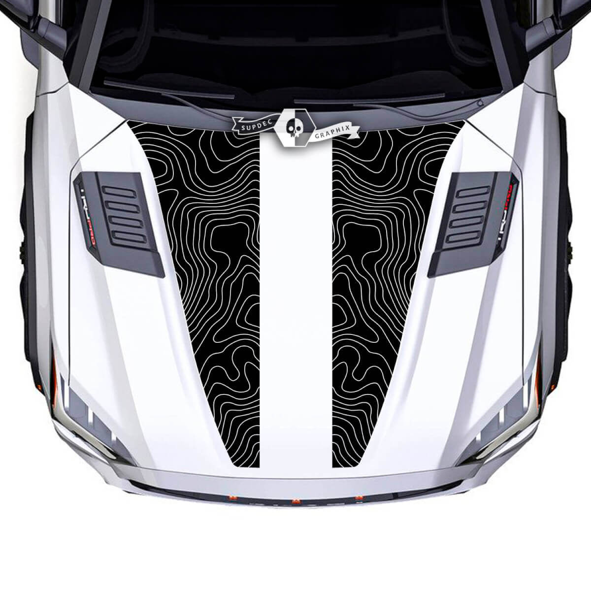 Toyota Sequoia Hood Topographic Map Double Split Vinyl Aufkleber Aufkleber passend für Toyota Sequoia
