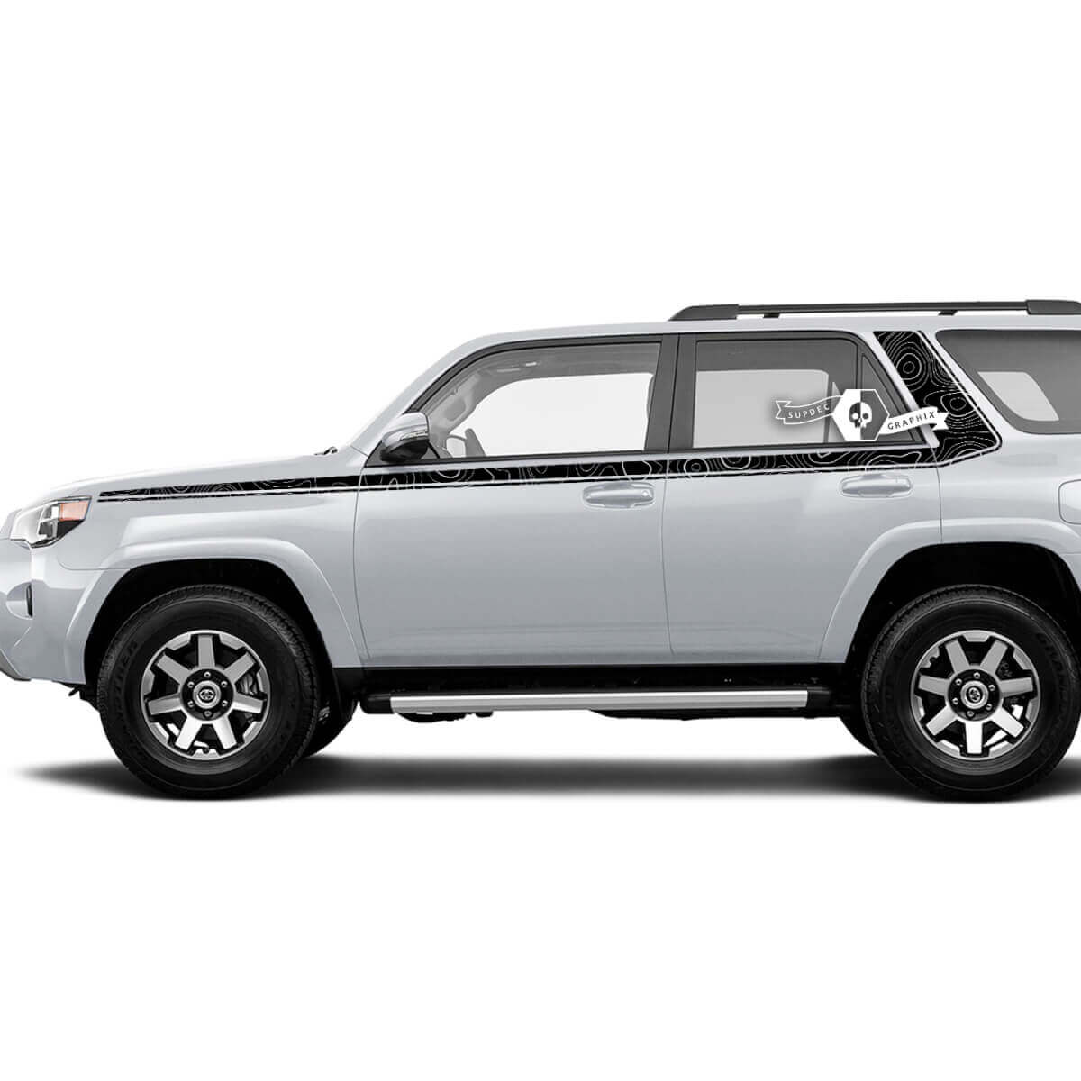Topographische Stil Seiten gebogene Streifen Vinylaufkleber Decal für Toyota 4Runner Gen 5