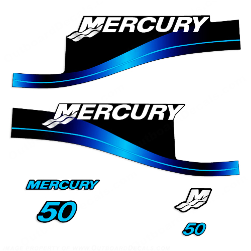 Mercury 50HP 2-Takt-Aufkleber-Kit - Blauer Aufkleber