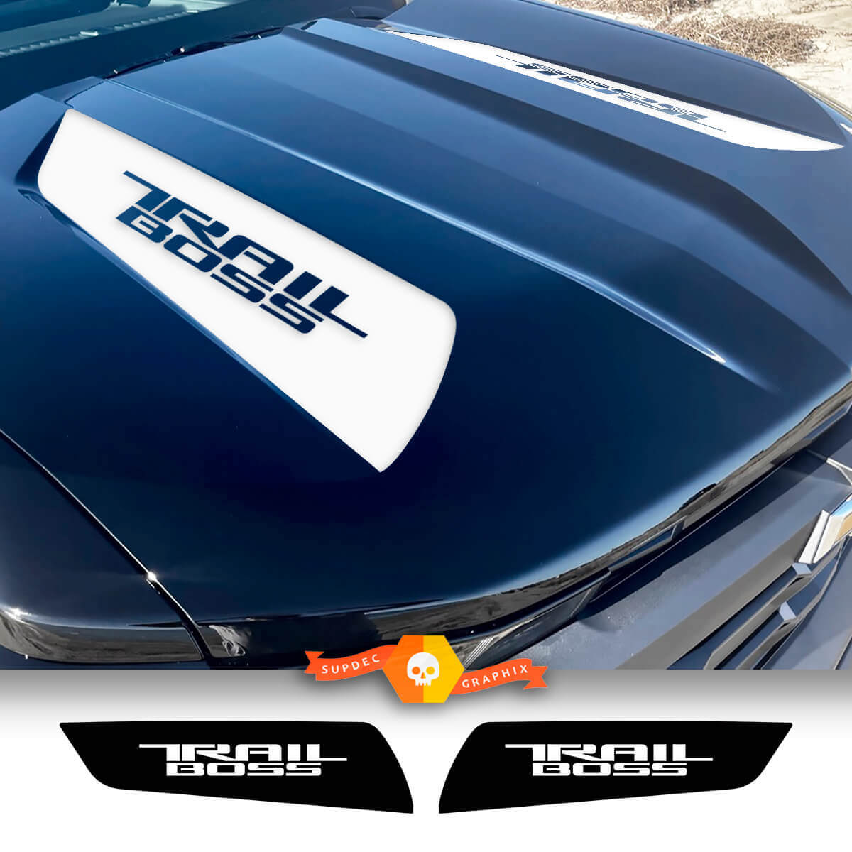 Paar Chevy Colorado Trail Boss Motorhauben-Speer-Vinyl-Aufkleber
