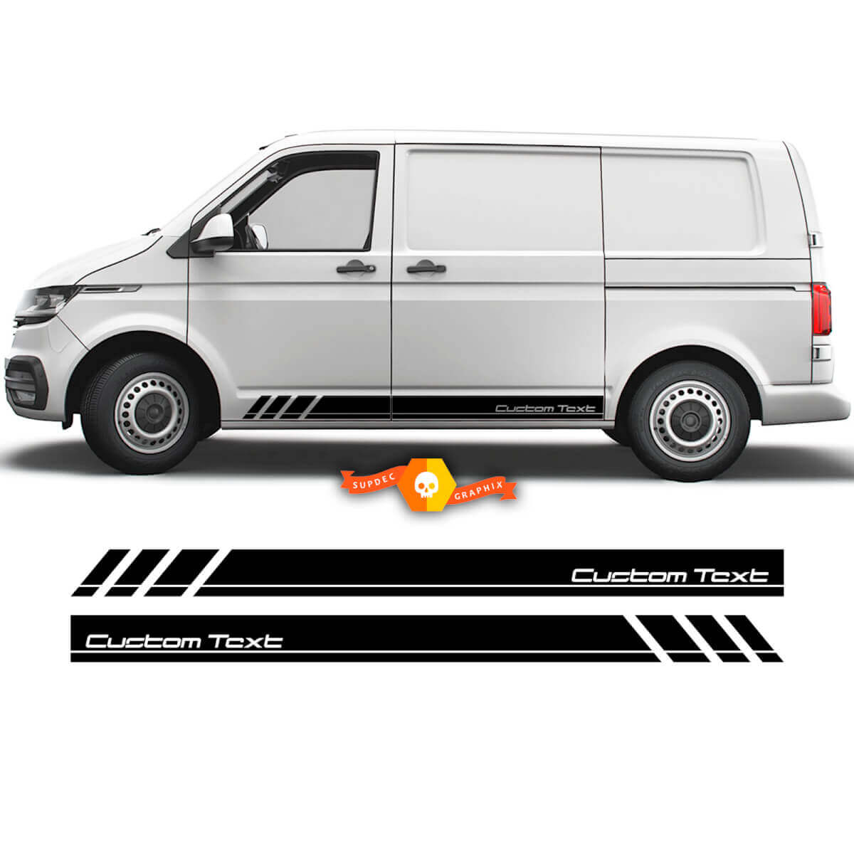 Individuelles Text-Seitenstreifen Vinyl-Aufkleber-Set für Volkswagen Transporter T5-7