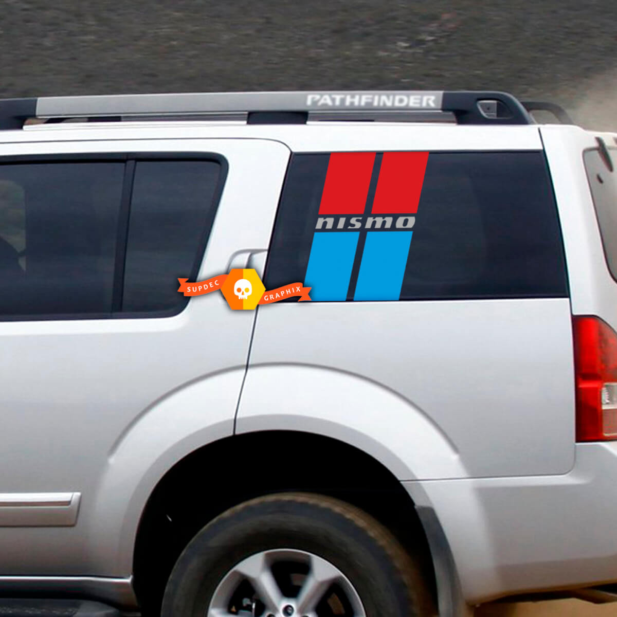 Paar NISMO Nissan Vintage Racing Stripes Fenster Off Road Vinyl Aufkleber Aufkleber kompatibel mit Nissan Pathfinder R51
