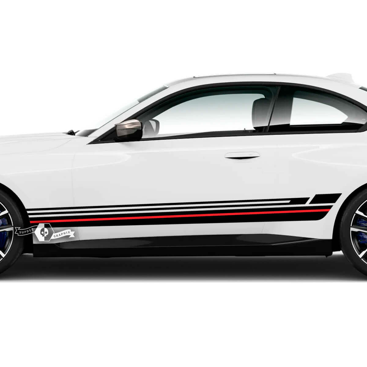 Paar BMW M2 M240 G42 F22 F87 M Performance Rocker Panel Seitenstreifen Linie Türen Streifen M Vinyl Aufkleber Aufkleber 2 Farben
