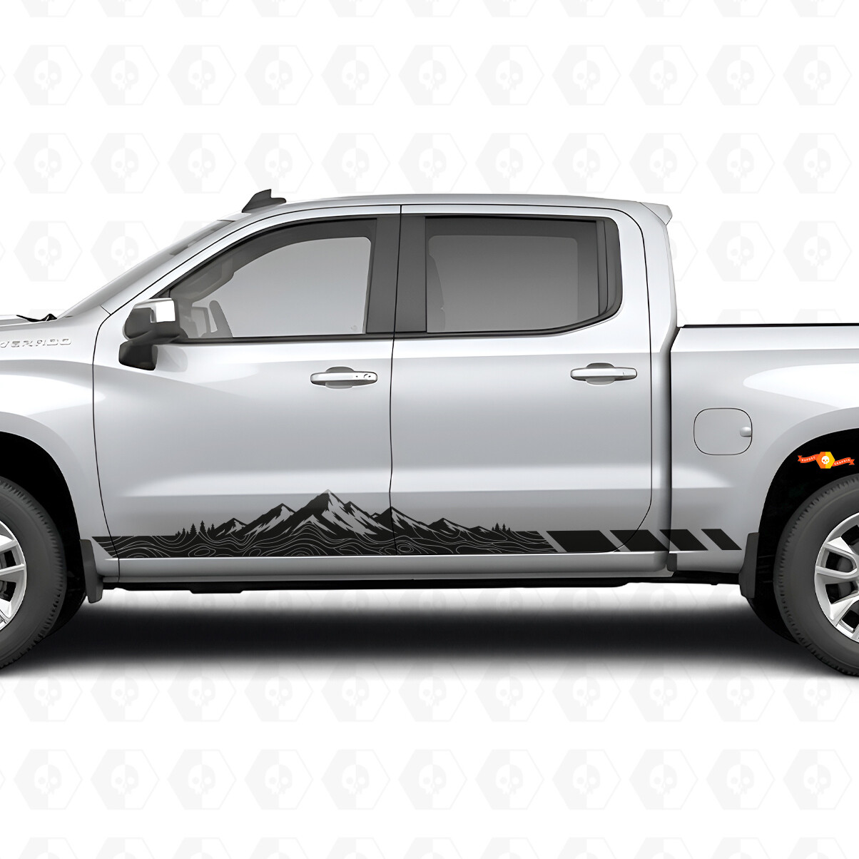 Mountain-Topographie Tür- & Schwellerstreifen aus Vinyl für Chevrolet Silverado 1500 T1XX 2019-2026