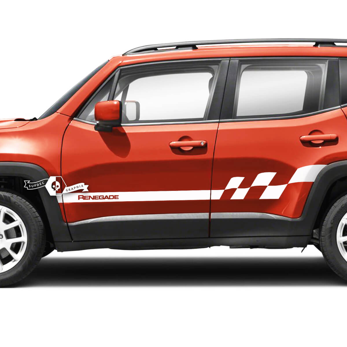 Paar Jeep Renegade Side Doors Stripe Checkered Flag Graphic Vinyl Aufkleber Aufkleber
