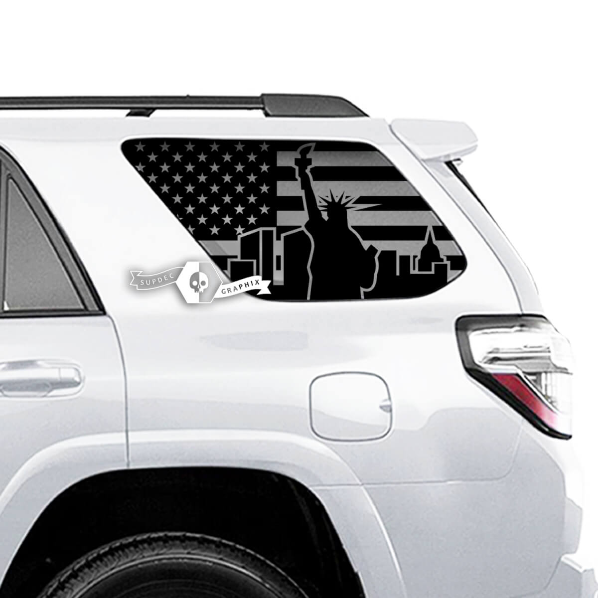 Paar 4Runner USA-Flagge, seitliche Vinyl-Aufkleber für Fenster, Freiheitsstatue, für Toyota 4Runner
