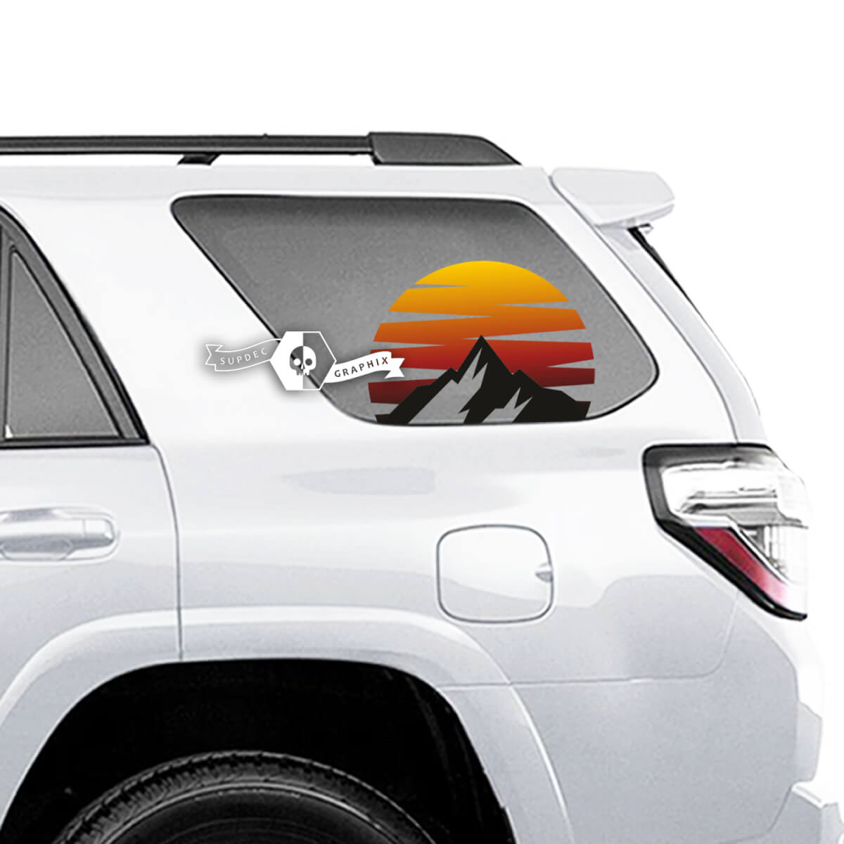Paar 4Runner Window Mountains SunSet Retro seitliche Vinyl-Aufkleber für Toyota 4Runner – farbig
