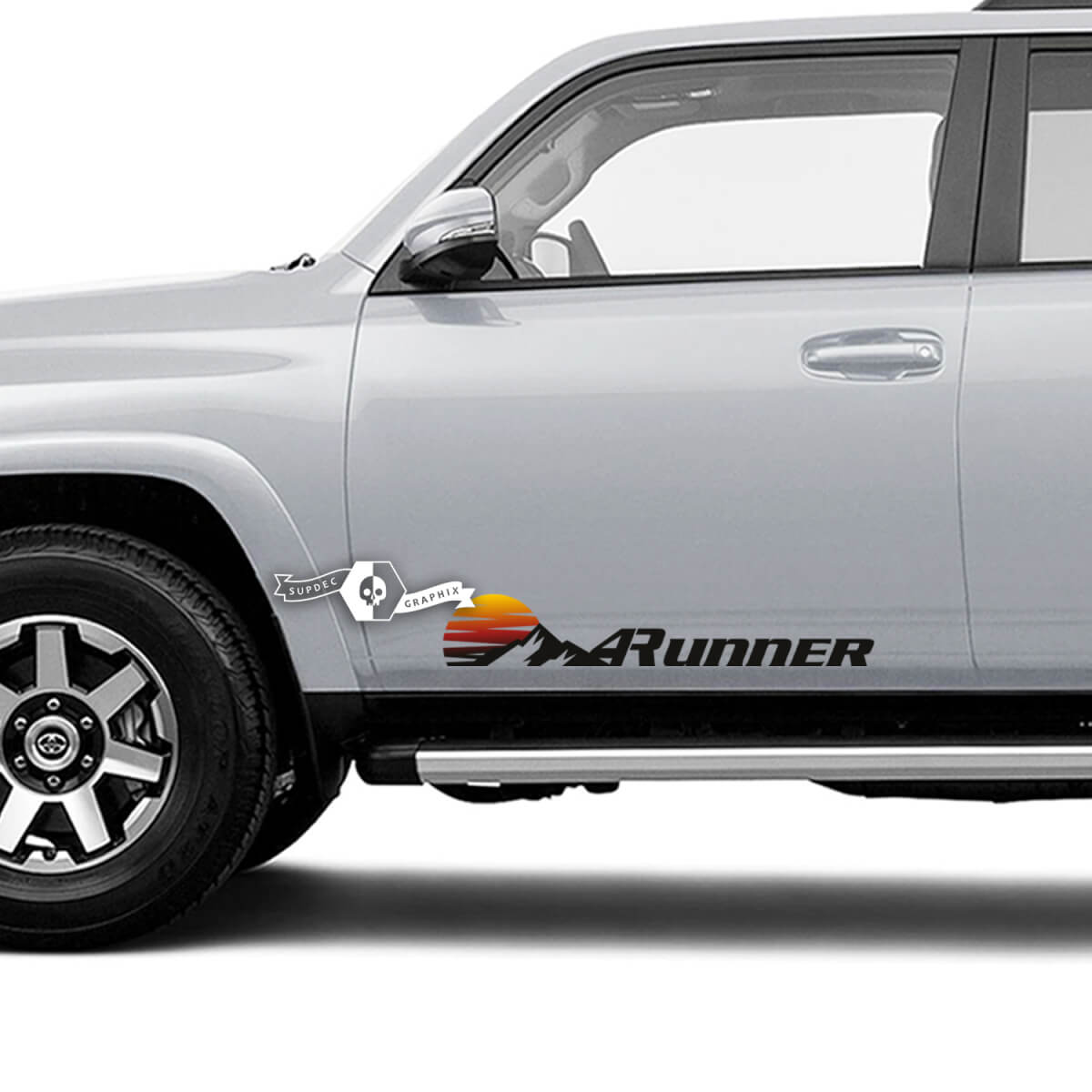 Paar 4Runner Window Mountains SunSet Retro Seitentür-Vinylaufkleber für Toyota 4Runner – farbig
