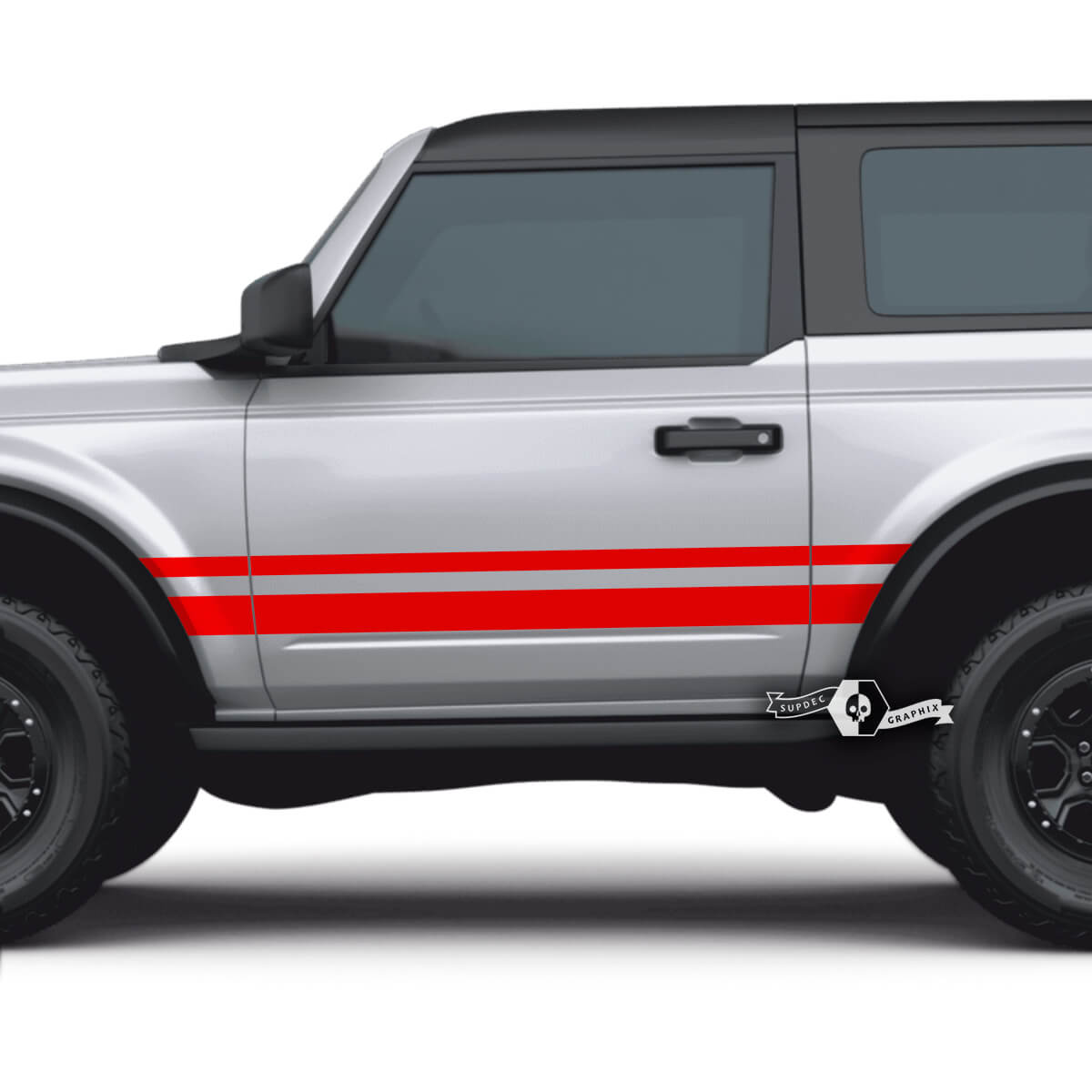 2x Set mit 2 Türen Ford Bronco Seitenaufkleber Streifen Aufkleber für Ford Bronco
