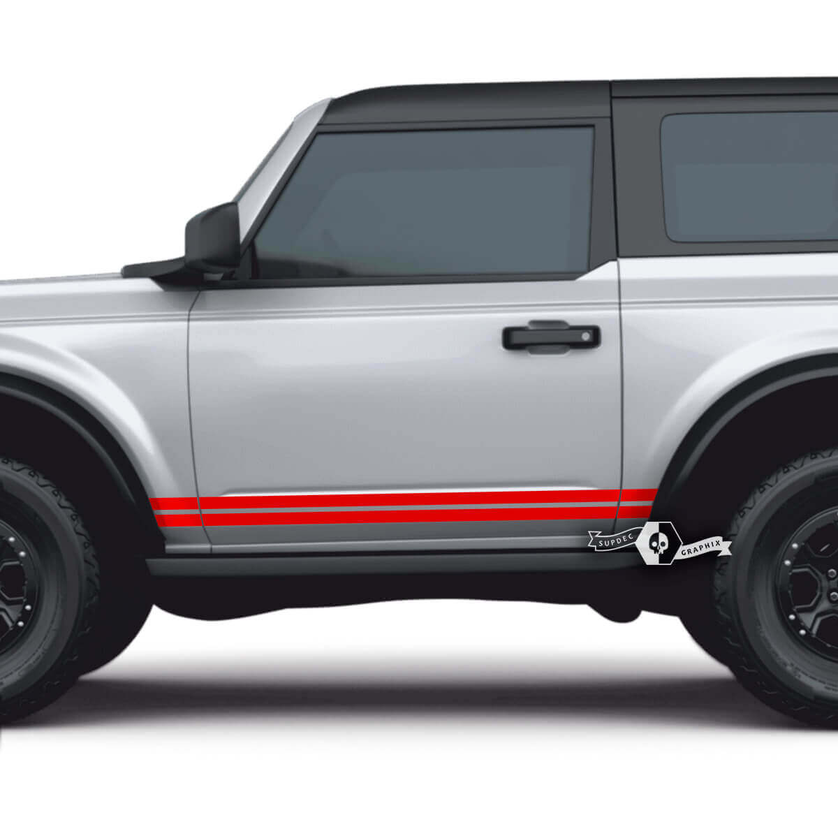 Dünne doppelseitige Vinyl-Aufkleber mit Streifen für Musclecar Pferd