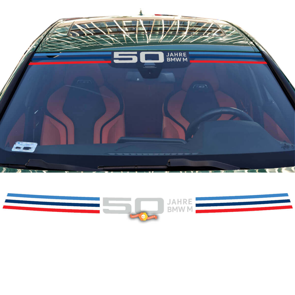 BMW M 50 Jahre Style Windschutzscheiben-Streifen Vinyl-Aufkleber für BMW G Serie