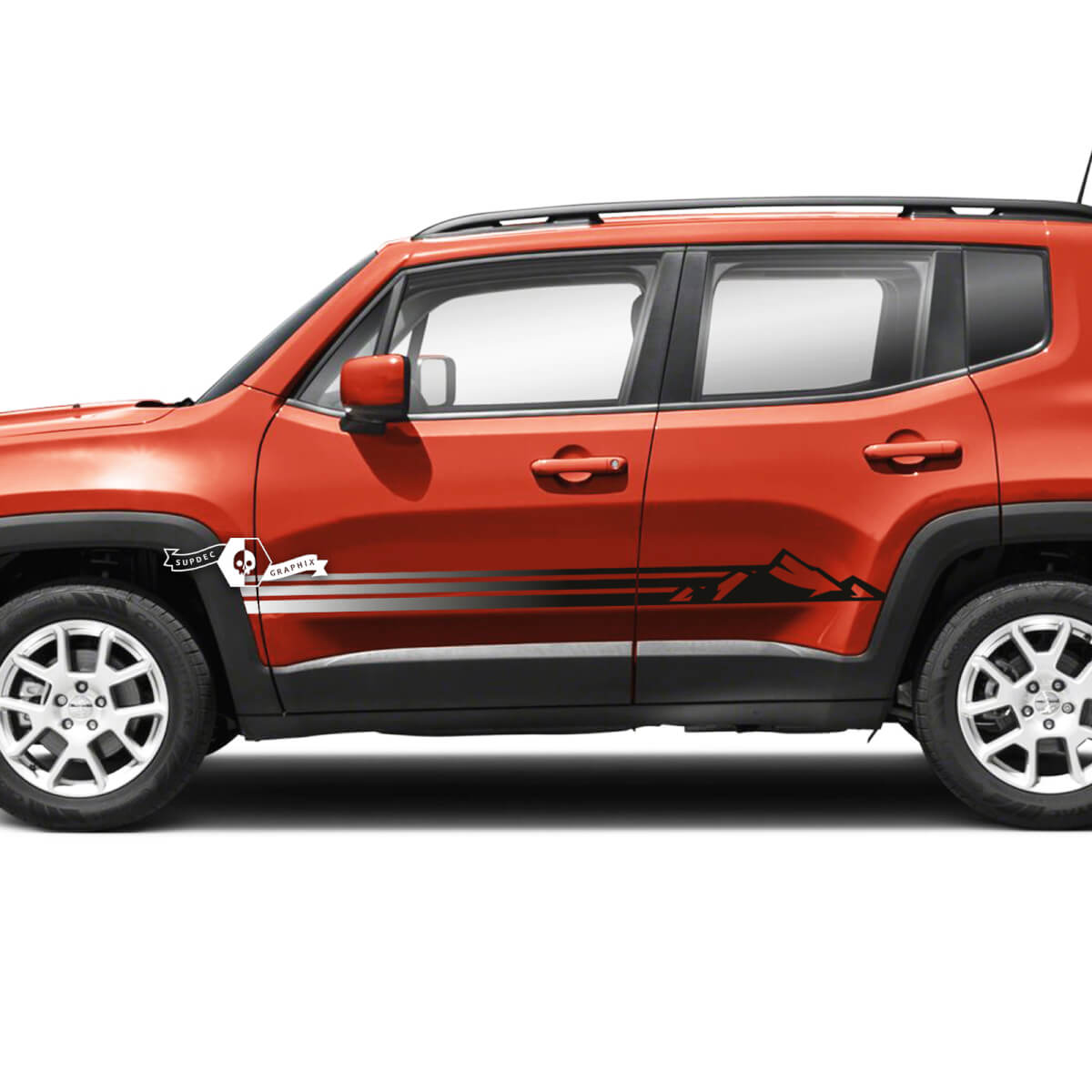 Paar Jeep Renegade Doors Mountain Side Stripe Trim Grafik Vinyl Aufkleber Aufkleber 2 Farbverlauf
